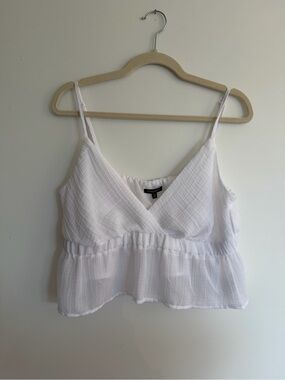 Dynamite White Gauze Babydoll Tank Top | Sheer Flowy Summer Cami | Size Large